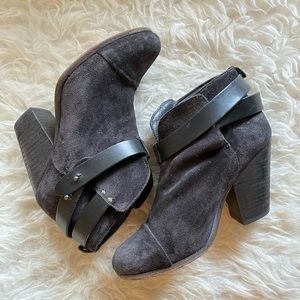 Rag & Bone Harrow Suede Booties - Dark Grey